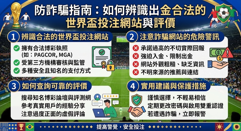 如何辨識出金合法的世界盃投注網站與評價